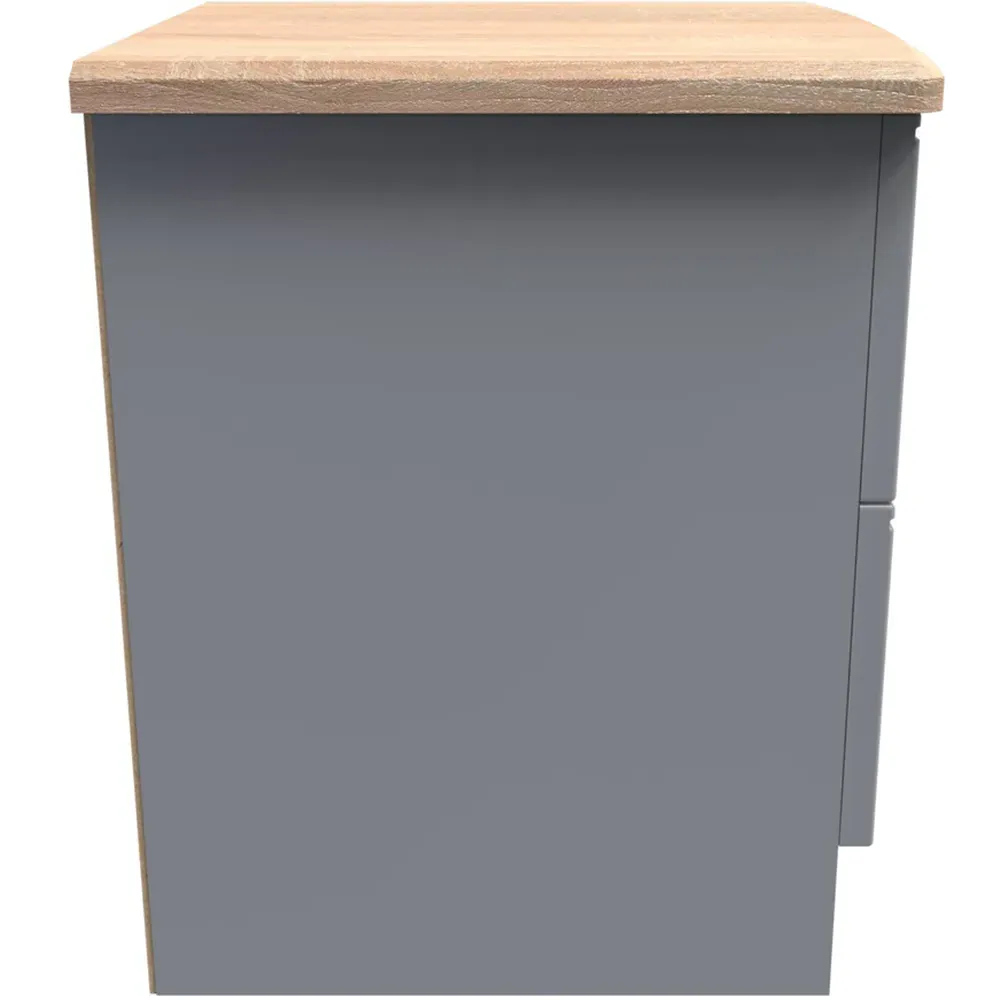 Victoria 2 Drawer Compact Bedside Cabinet - Grey, Oak