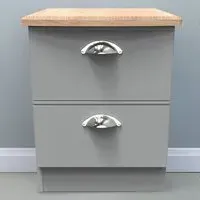 Victoria 2 Drawer Compact Bedside Cabinet - Grey, Oak