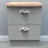 Victoria 2 Drawer Compact Bedside Cabinet - Grey, Oak