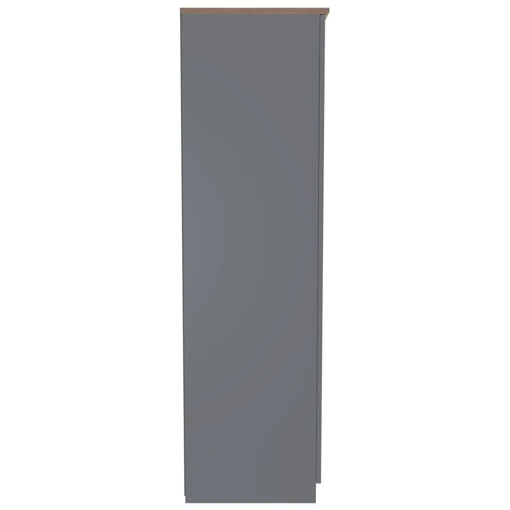 Victoria 3 Door Wardrobe with Mirror - Grey, Oak