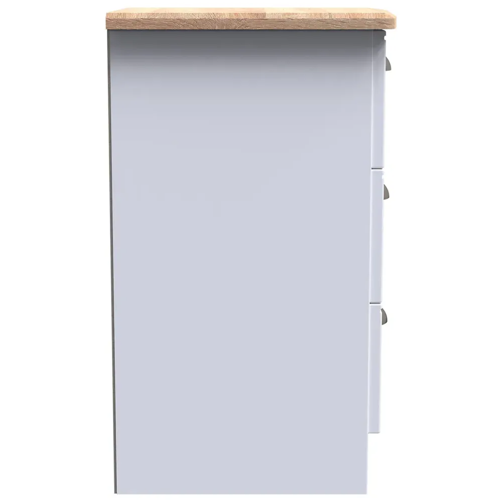Victoria 3 Drawer Bedside Cabinet - White, Ash