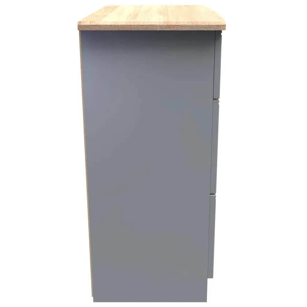 Victoria 3 Drawer Chest of Drawers - Grey, Oak