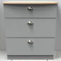 Victoria 3 Drawer Chest of Drawers - Grey, Oak