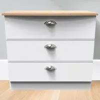 Victoria 3 Drawer Chest of Drawers - White, Ash