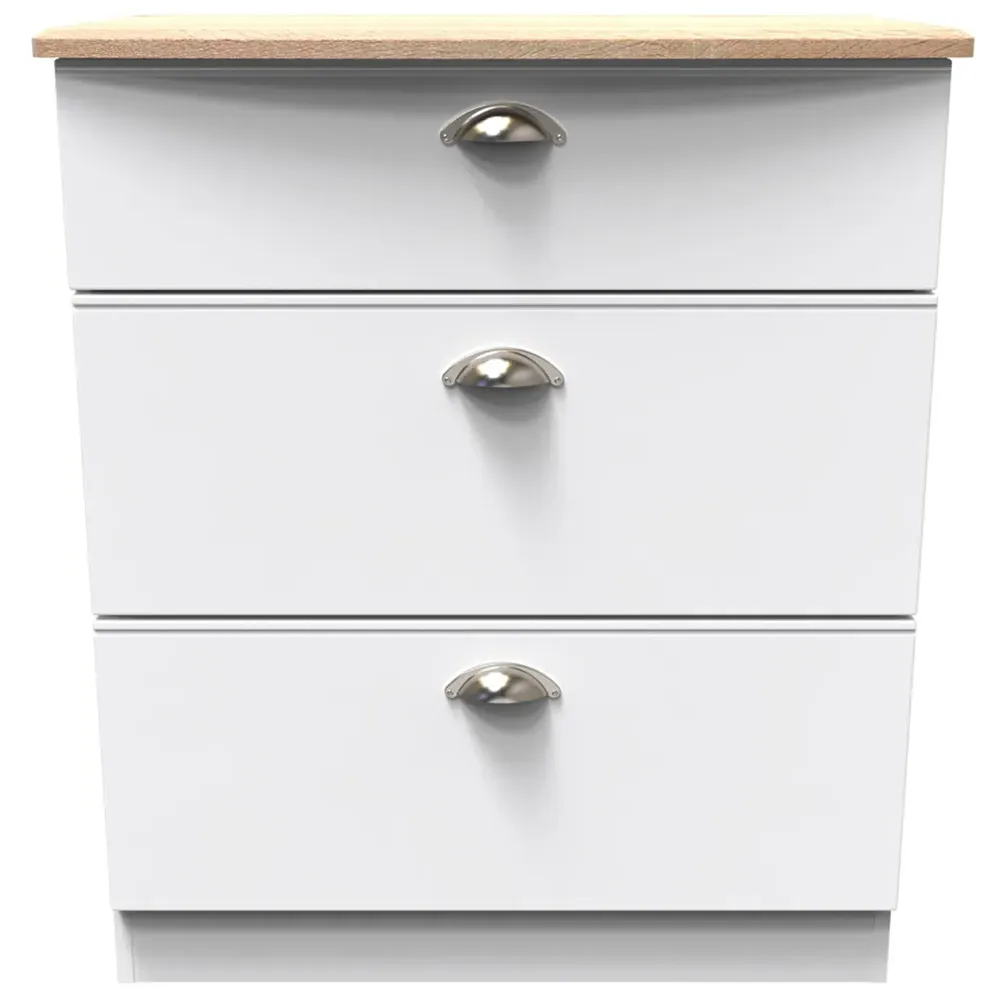 Victoria 3 Drawer Chest of Drawers - White, Ash