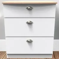 Victoria 3 Drawer Chest of Drawers - White, Ash