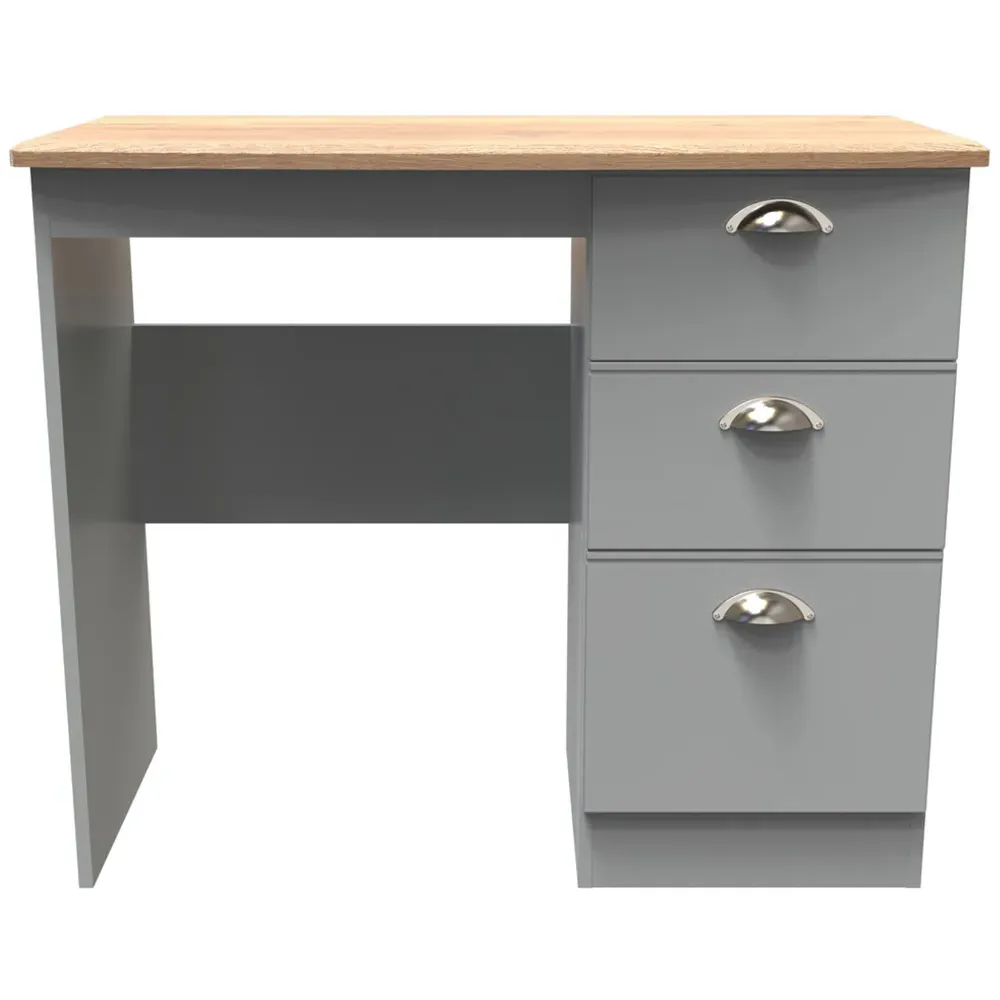 Victoria 3 Drawer Computer Desk - Grey, Oak
