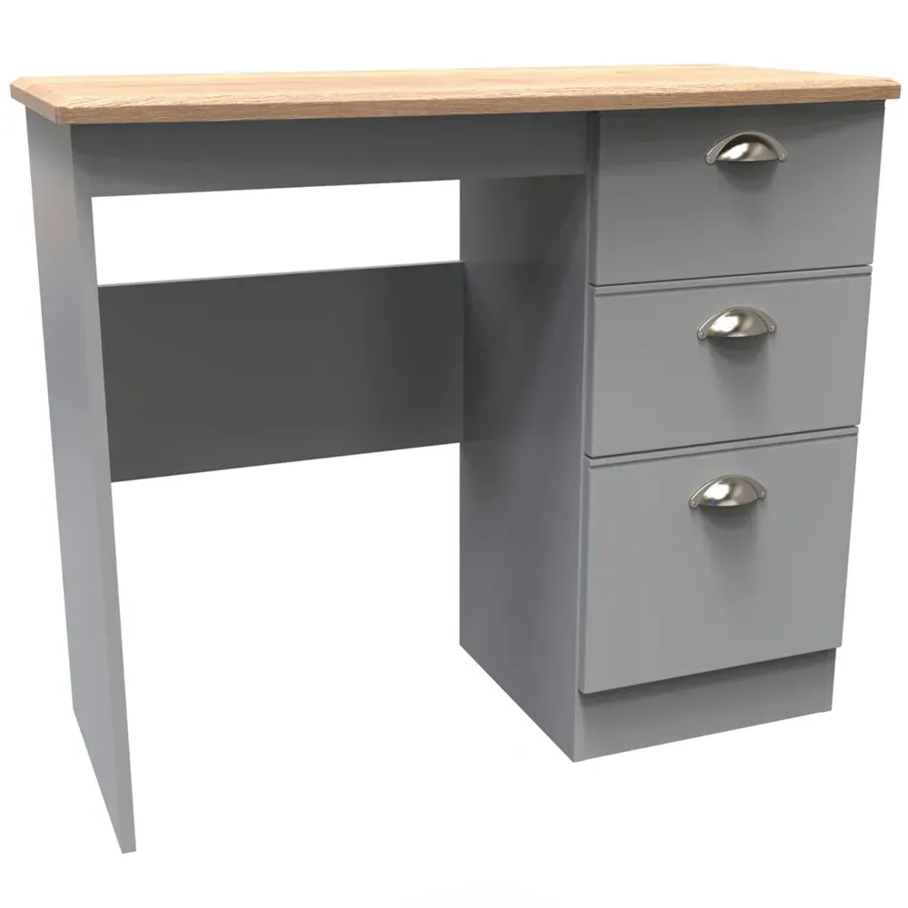 Victoria 3 Drawer Computer Desk - Grey, Oak