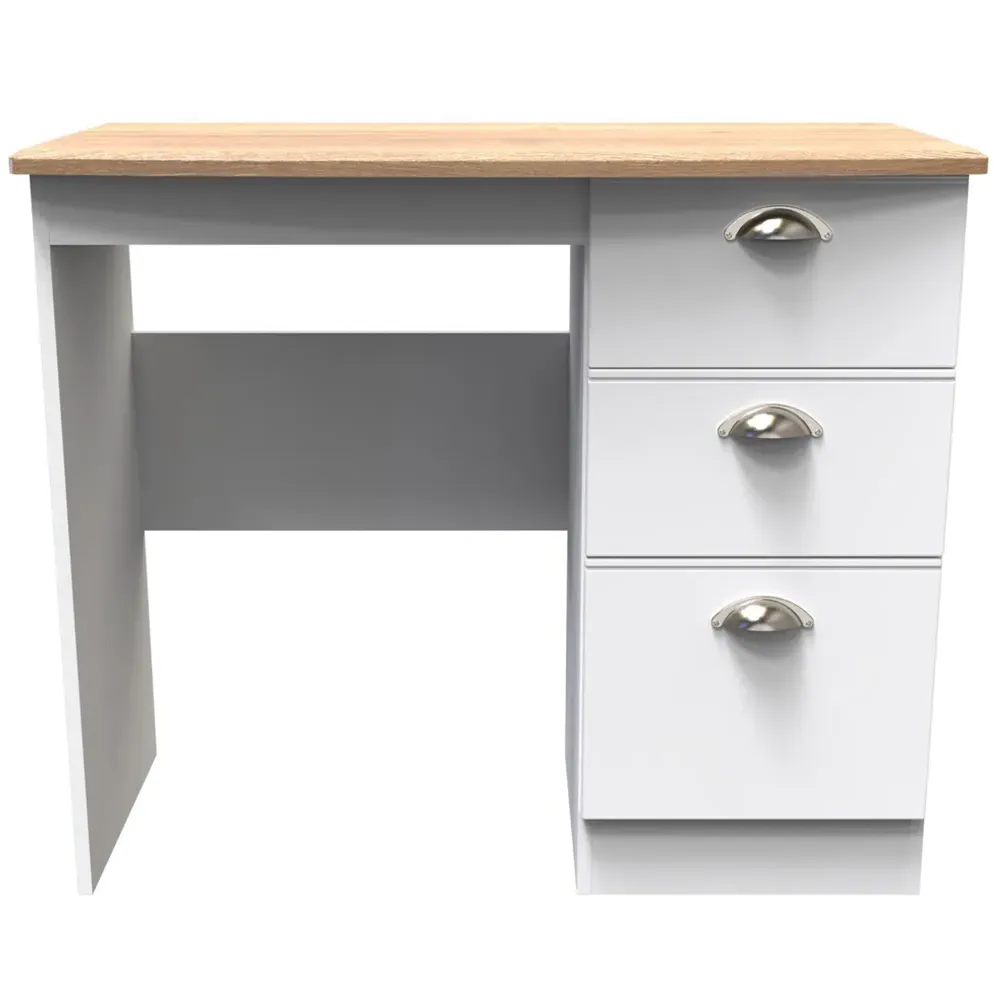 Victoria 3 Drawer Computer Desk - White, Oak