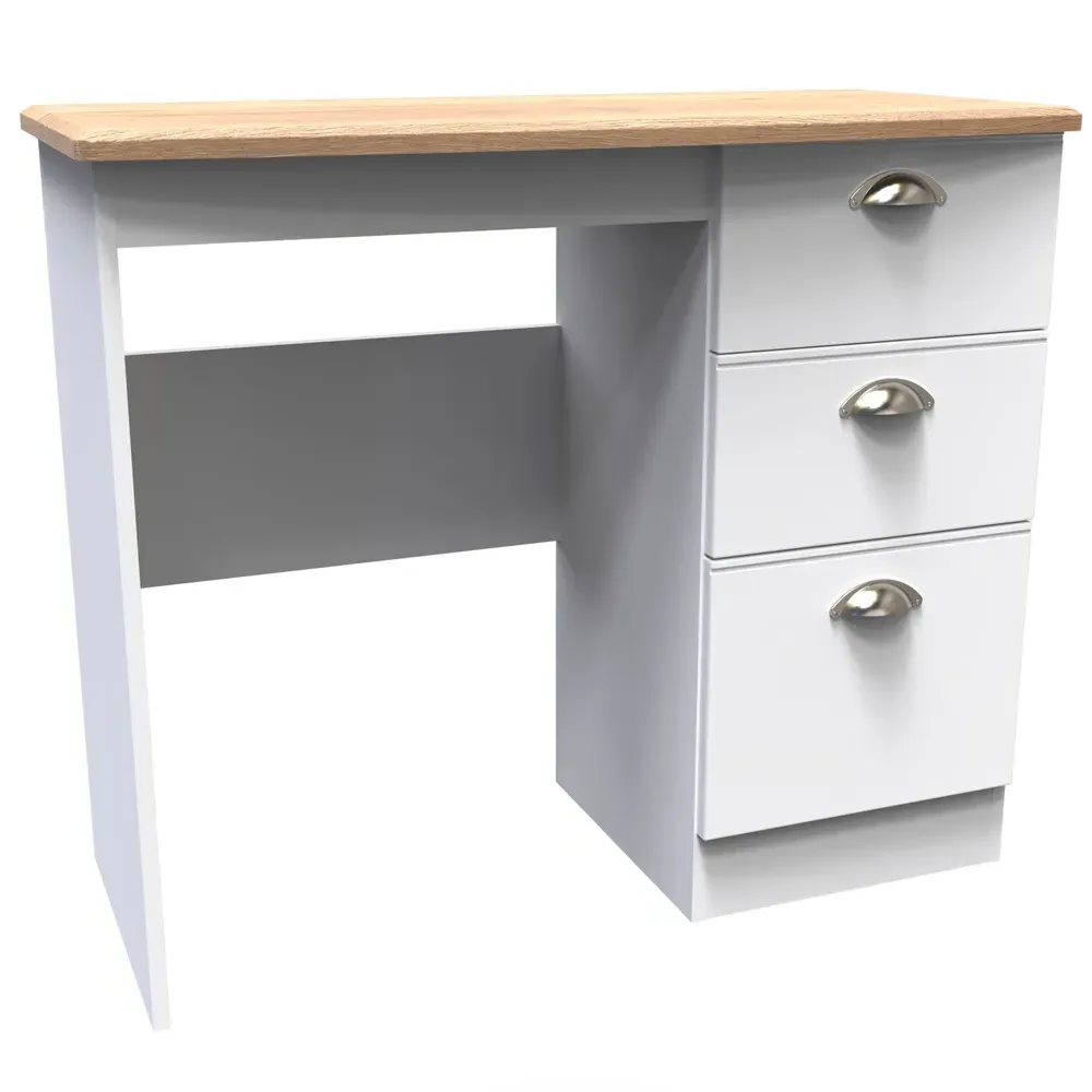 Victoria 3 Drawer Computer Desk - White, Oak