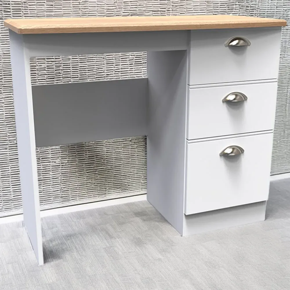 Victoria 3 Drawer Computer Desk - White, Oak