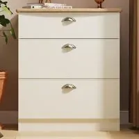 Victoria 3 Drawer Deep Chest of Drawers - Cream, Ash