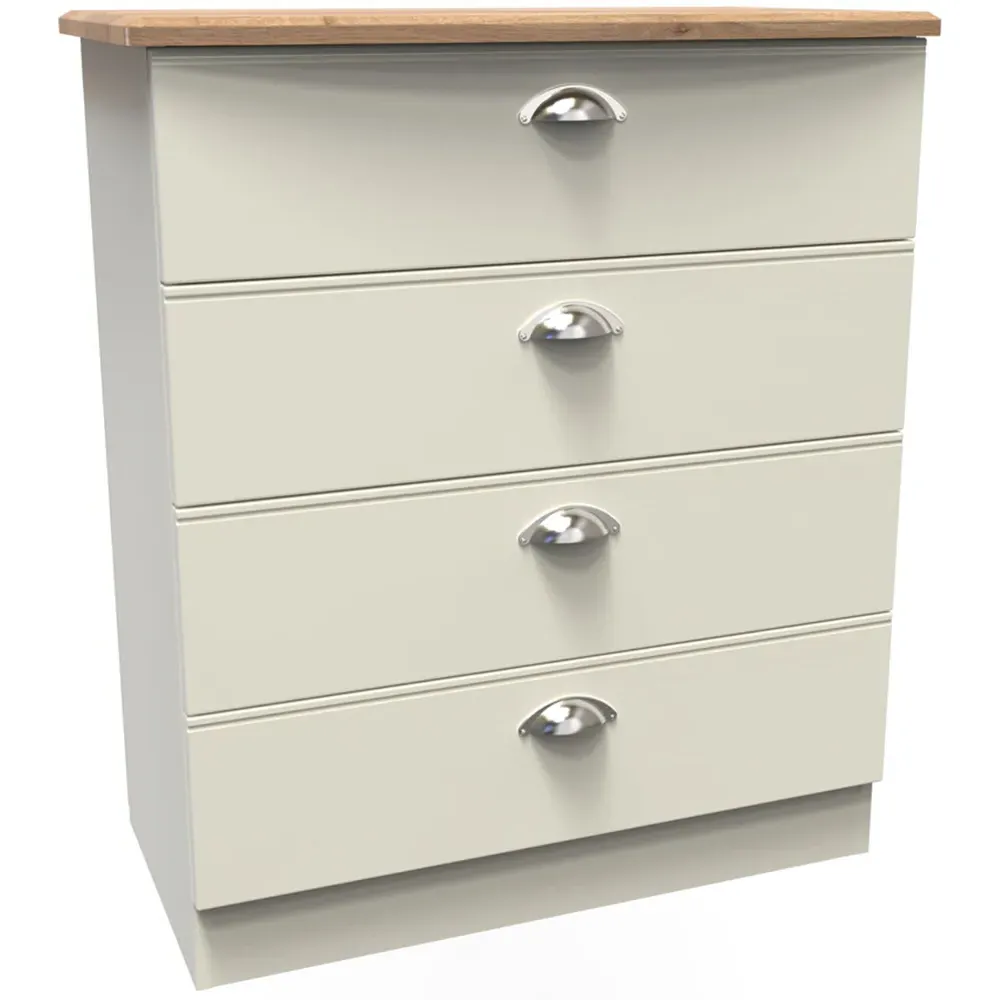Victoria 4 Drawer Chest of Drawers - Cream, Ash