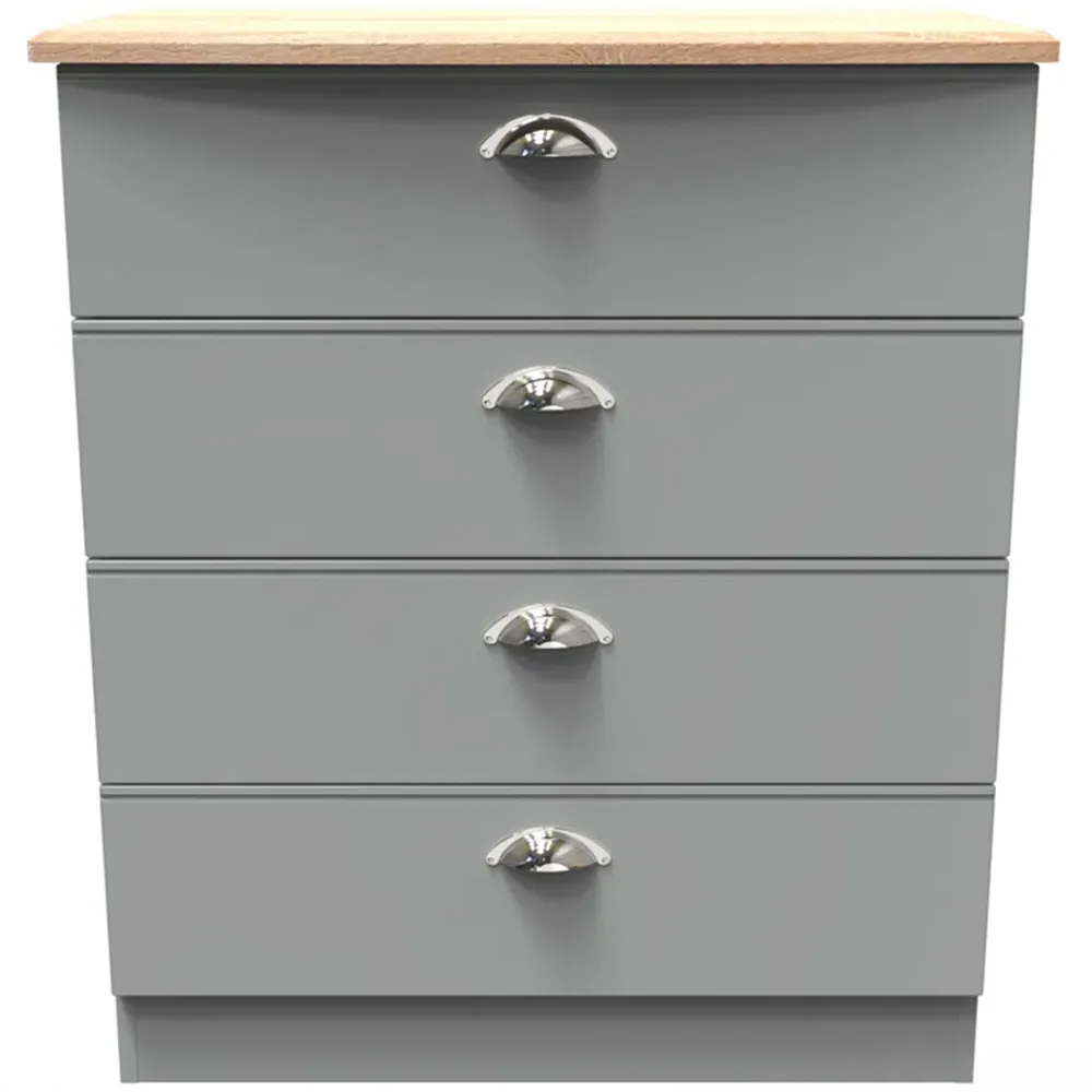 Victoria 4 Drawer Chest of Drawers - Grey, Oak