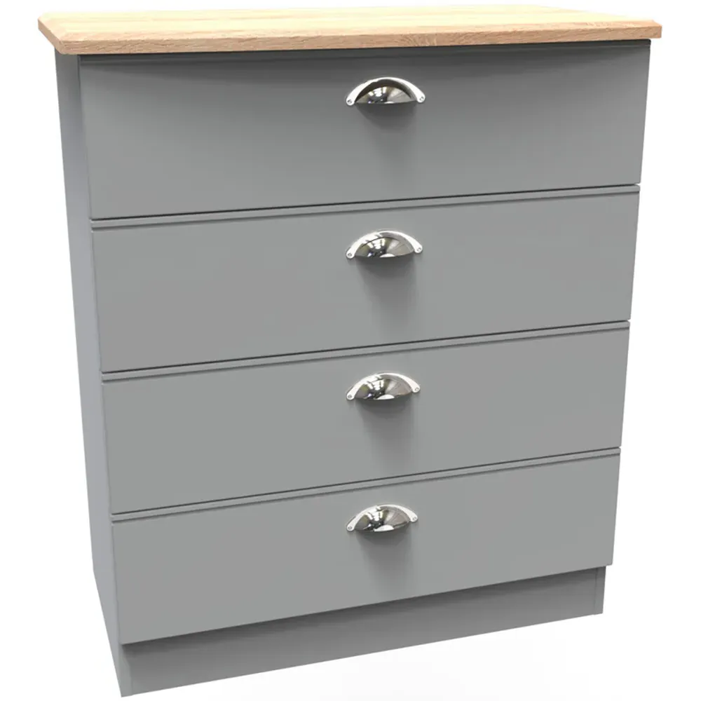 Victoria 4 Drawer Chest of Drawers - Grey, Oak