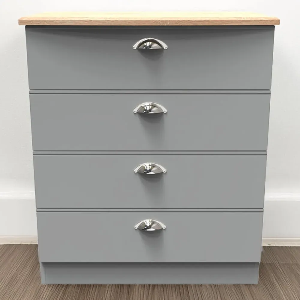 Victoria 4 Drawer Chest of Drawers - Grey, Oak