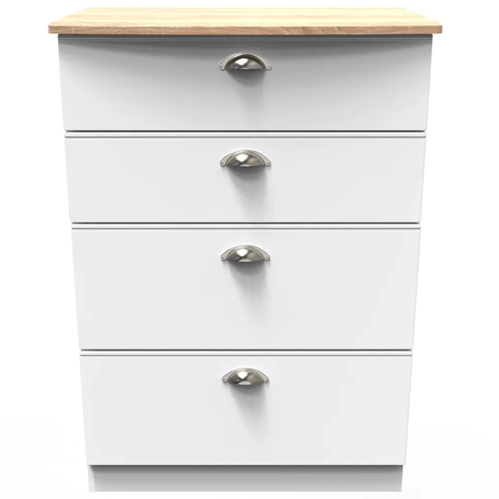 Victoria 4 Drawer Chest of Drawers - White, Ash