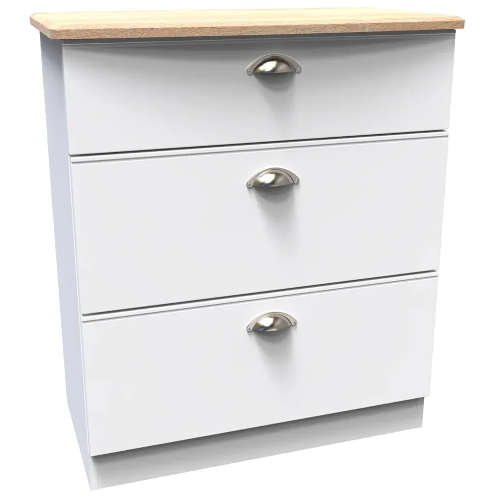 Victoria 4 Drawer Chest of Drawers - White, Ash