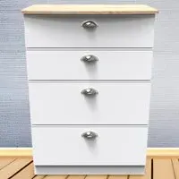 Victoria 4 Drawer Chest of Drawers - White, Ash