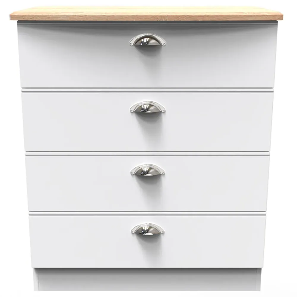 Victoria 4 Drawer Chest of Drawers - White, Ash