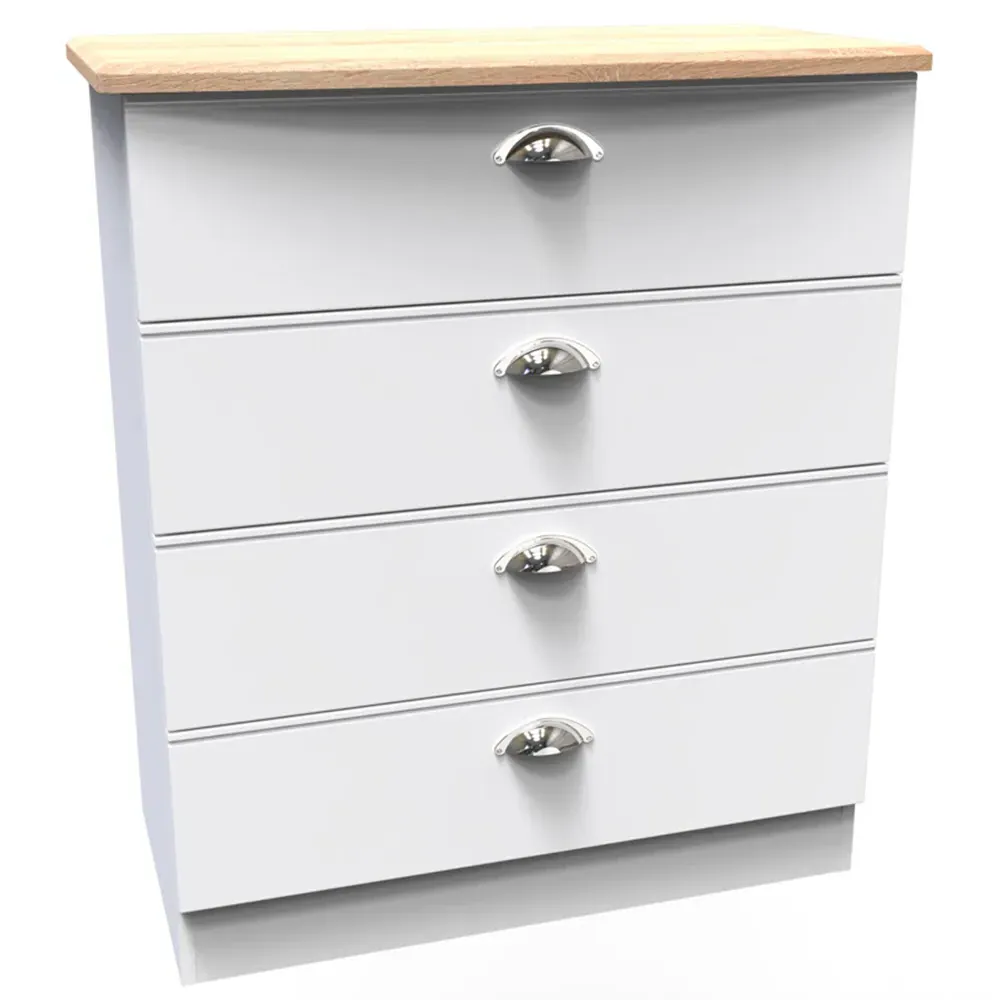 Victoria 4 Drawer Chest of Drawers - White, Ash