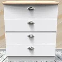 Victoria 4 Drawer Chest of Drawers - White, Ash