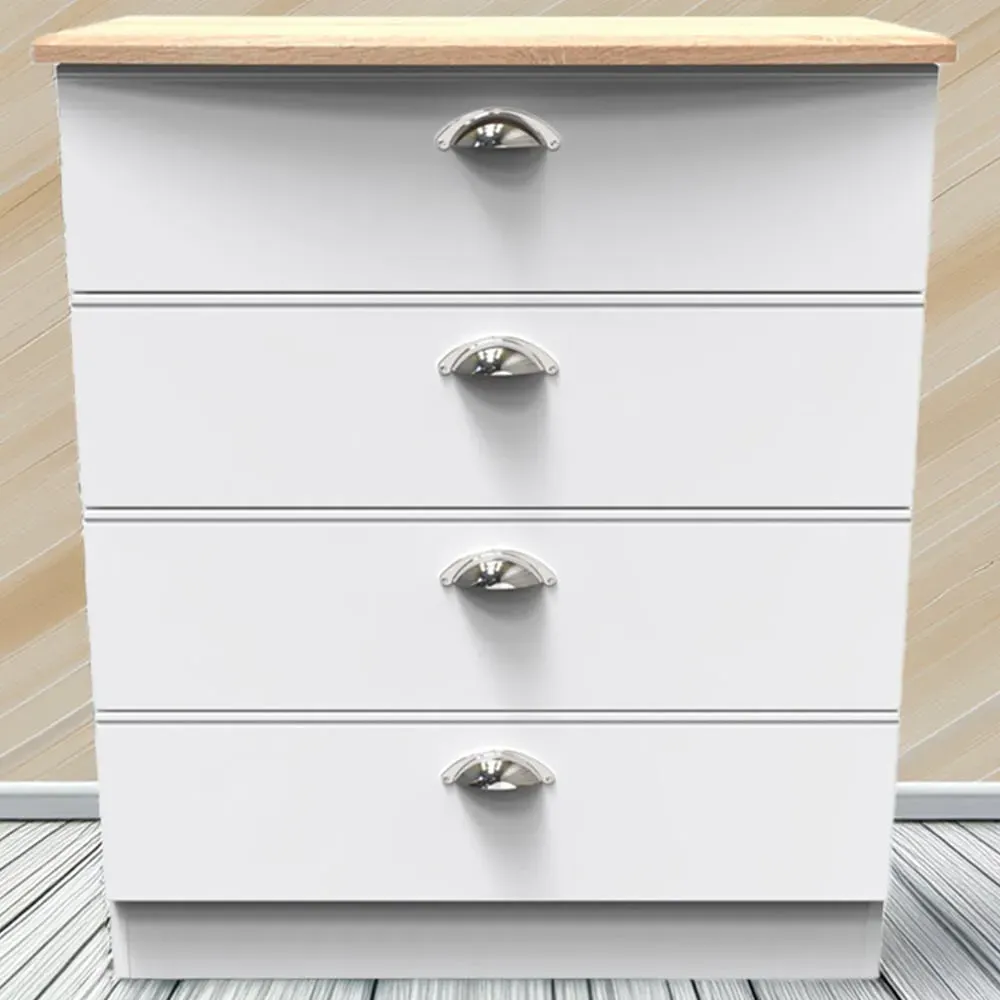 Victoria 4 Drawer Chest of Drawers - White, Ash