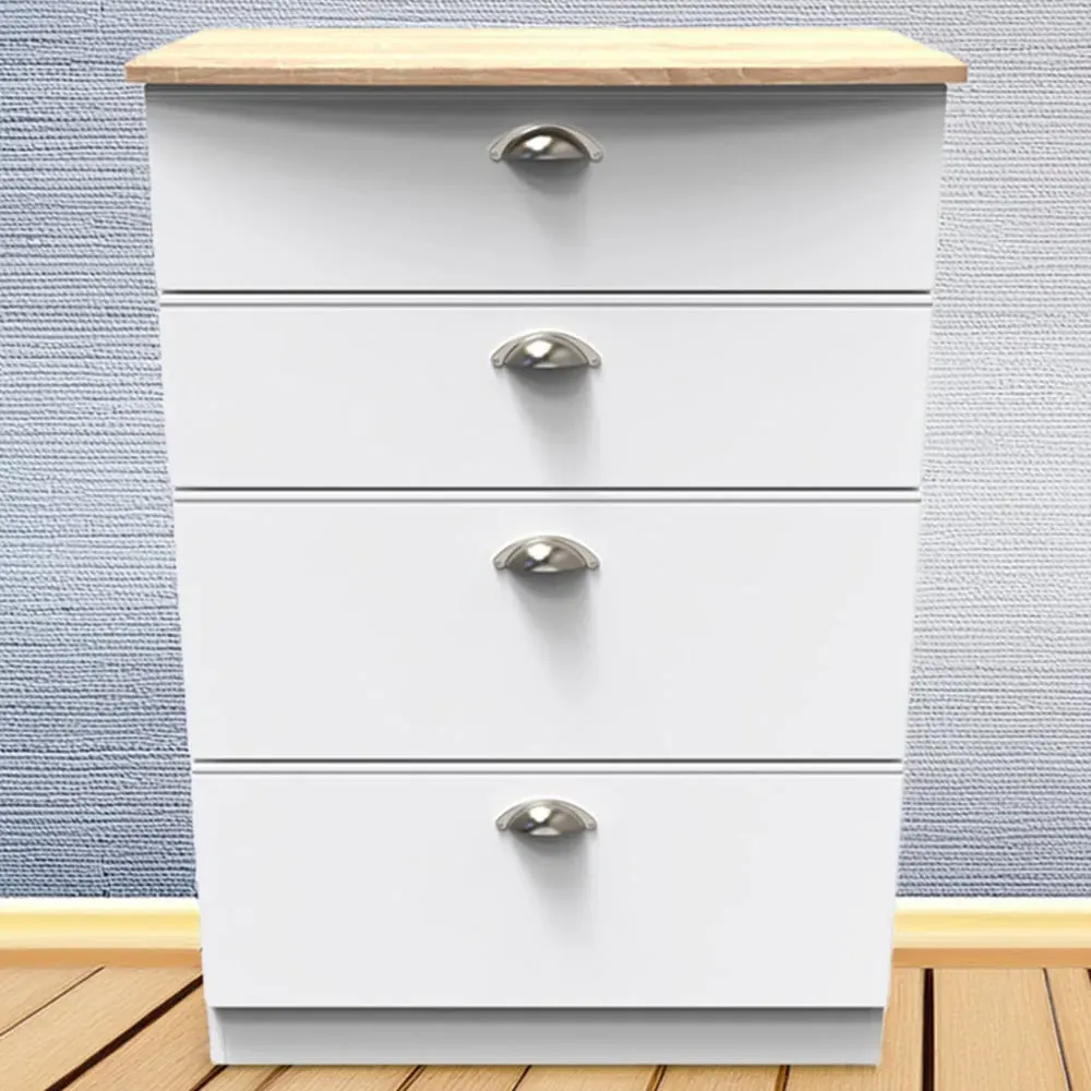 Victoria 4 Drawer Chest of Drawers - White, Ash