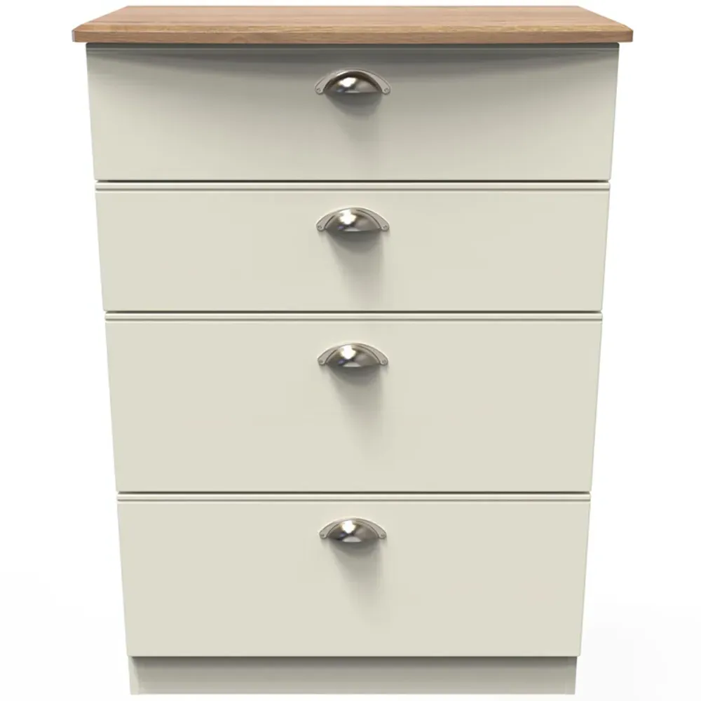 Victoria 4 Drawer Deep Chest of Drawers - Cream, Ash