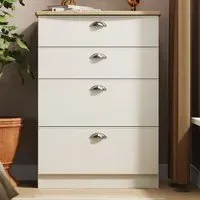 Victoria 4 Drawer Deep Chest of Drawers - Cream, Ash