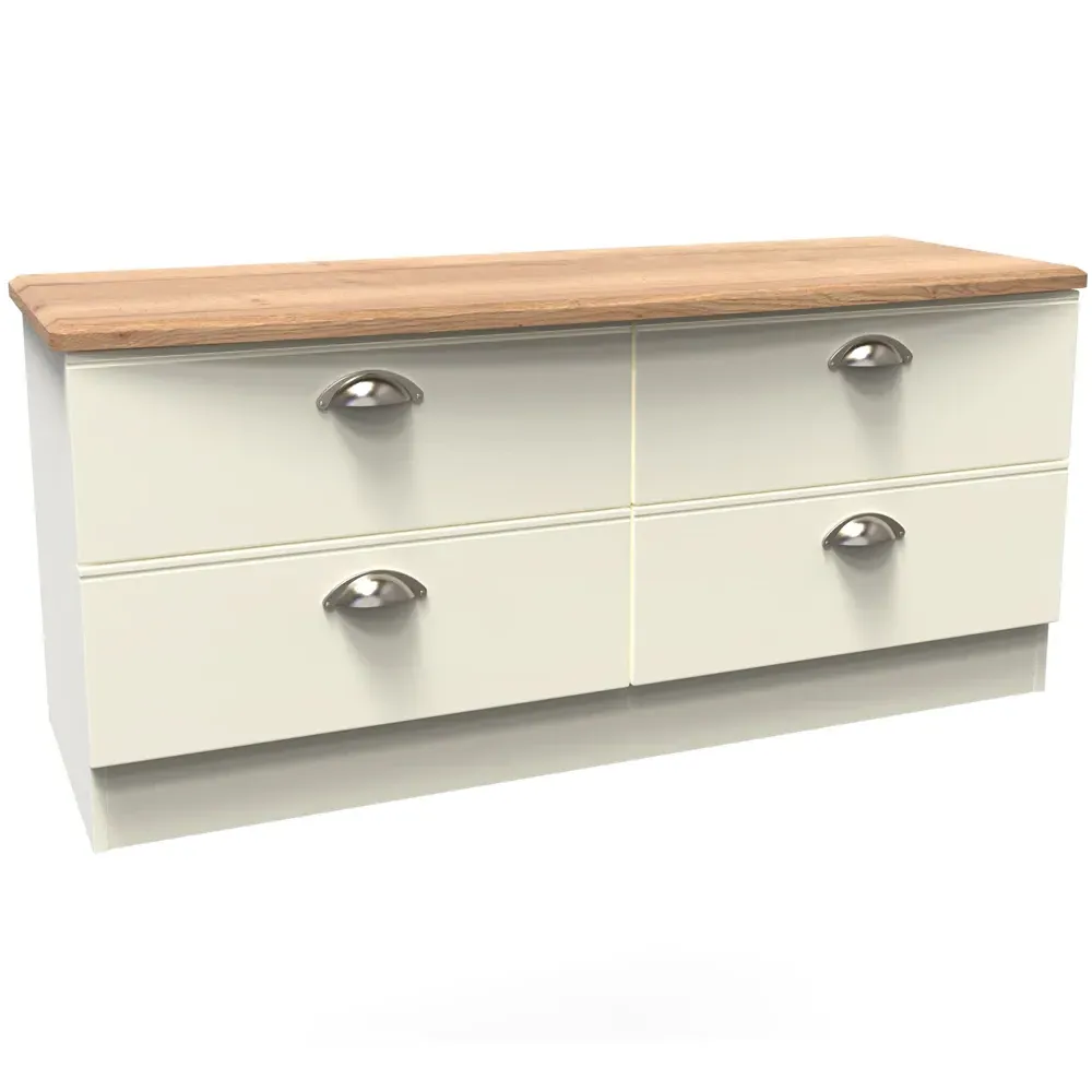 Victoria 4 Drawer Storage Box - Cream, Oak