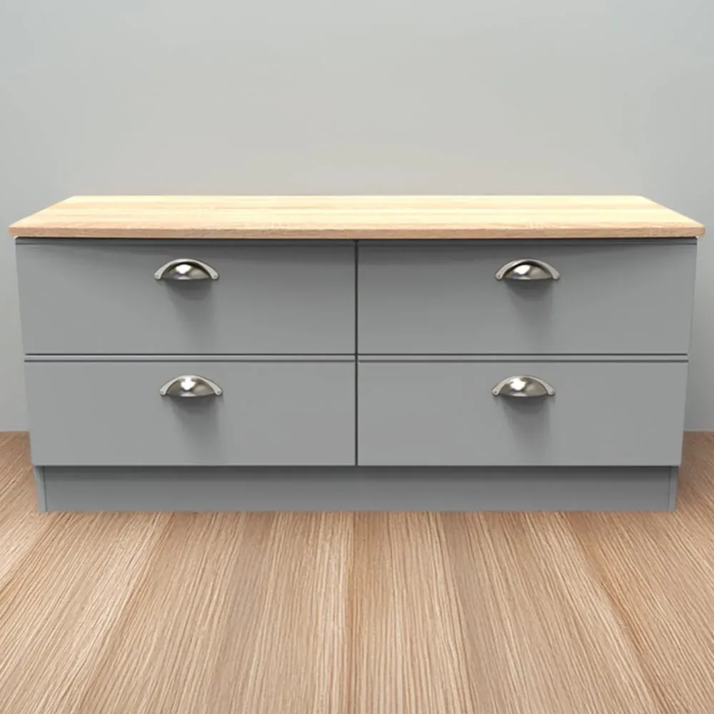 Victoria 4 Drawer Storage Box - Grey, Oak