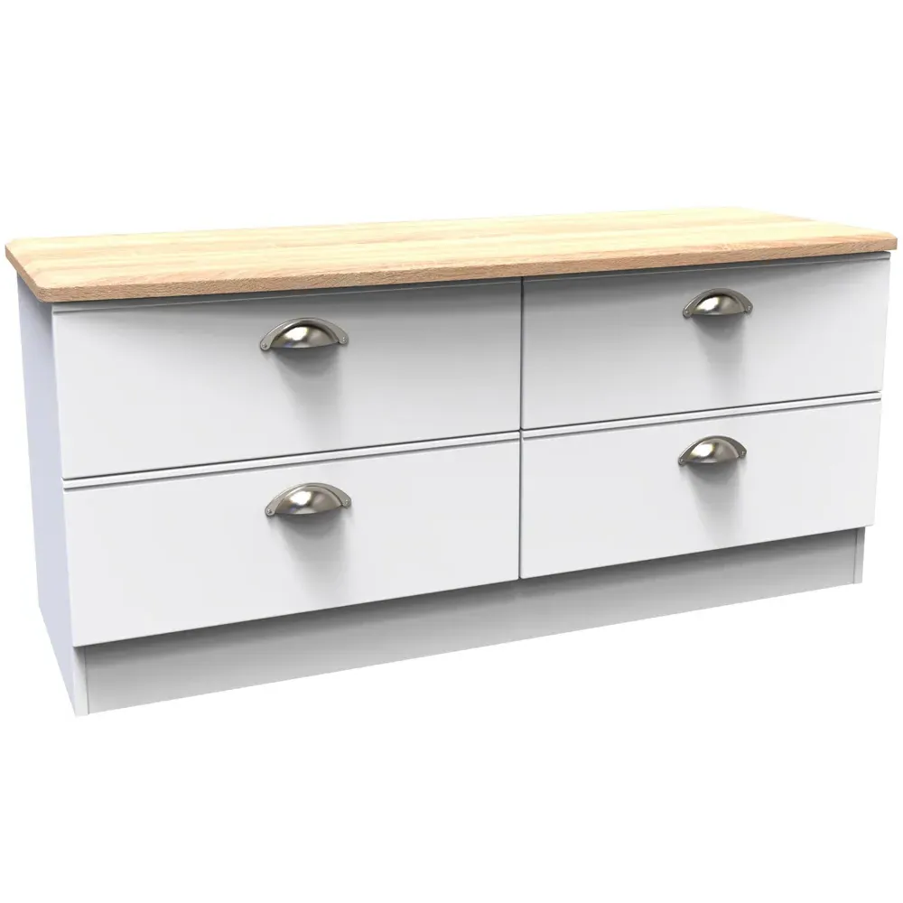Victoria 4 Drawer Storage Box - White, Oak