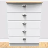 Victoria 5 Drawer Chest of Drawers - White, Ash