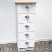 Victoria 5 Drawer Chest of Drawers - White, Oak