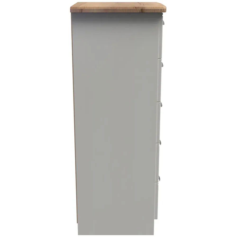 Victoria 5 Drawer Tall Bedside Cabinet - Cream, Ash