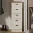 Victoria 5 Drawer Tall Bedside Cabinet - Cream, Ash