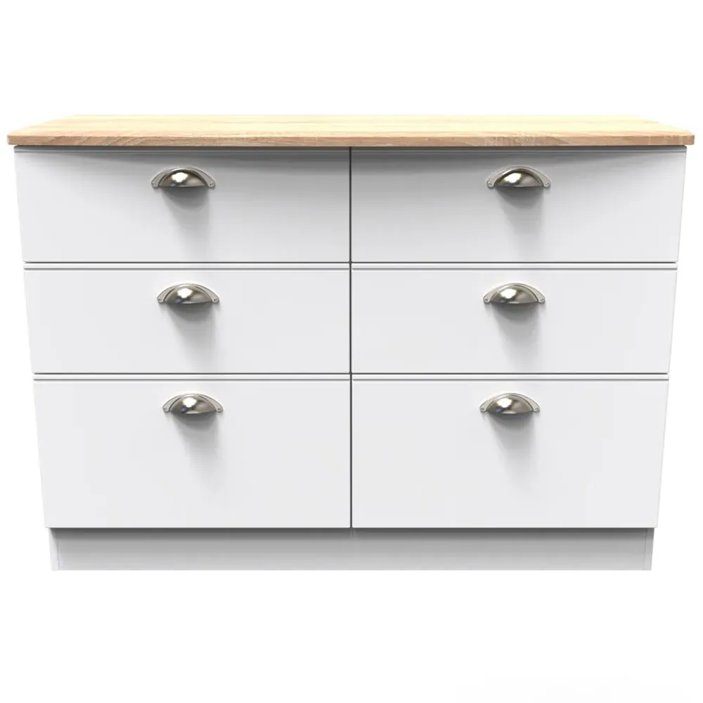 Victoria 6 Drawer Chest of Drawers - White, Oak