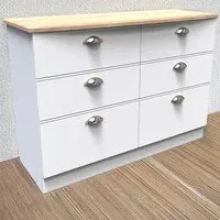 Victoria 6 Drawer Chest of Drawers - White, Oak