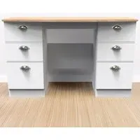 Victoria 6 Drawer Computer Desk - White, Oak