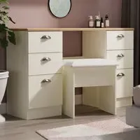 Victoria 6 Drawer Kneehole Desk - Cream, Ash