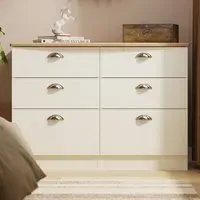 Victoria 6 Drawer Wide Chest of Drawers - Cream, Ash