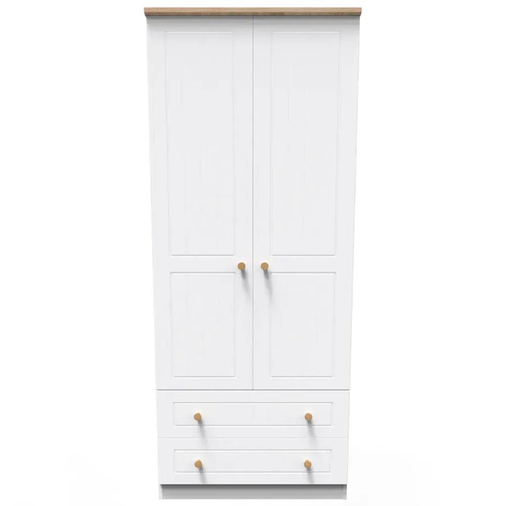 Warwick 2 Door 2 Drawer Double Wardrobe - White, Ash