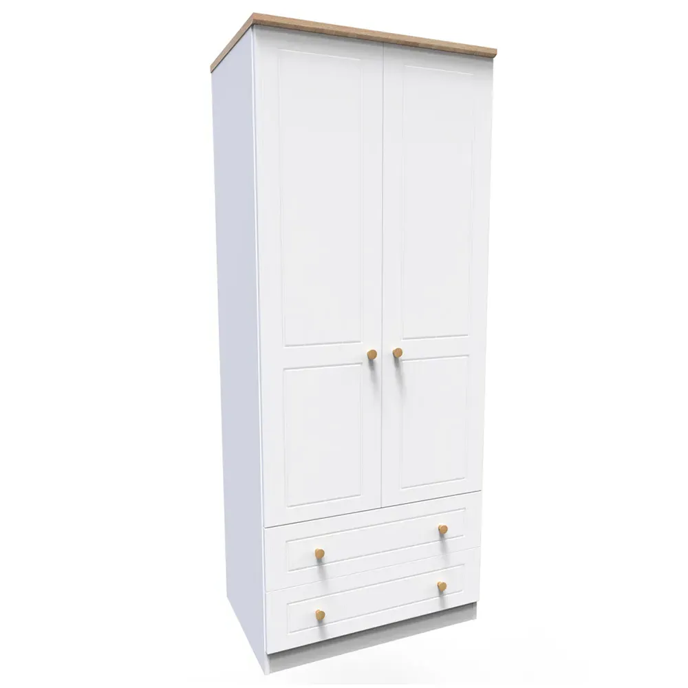 Warwick 2 Door 2 Drawer Double Wardrobe - White, Ash