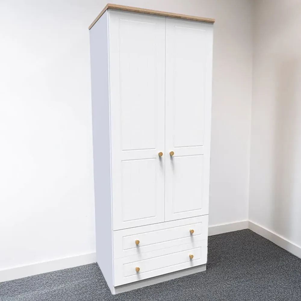Warwick 2 Door 2 Drawer Double Wardrobe - White, Ash image