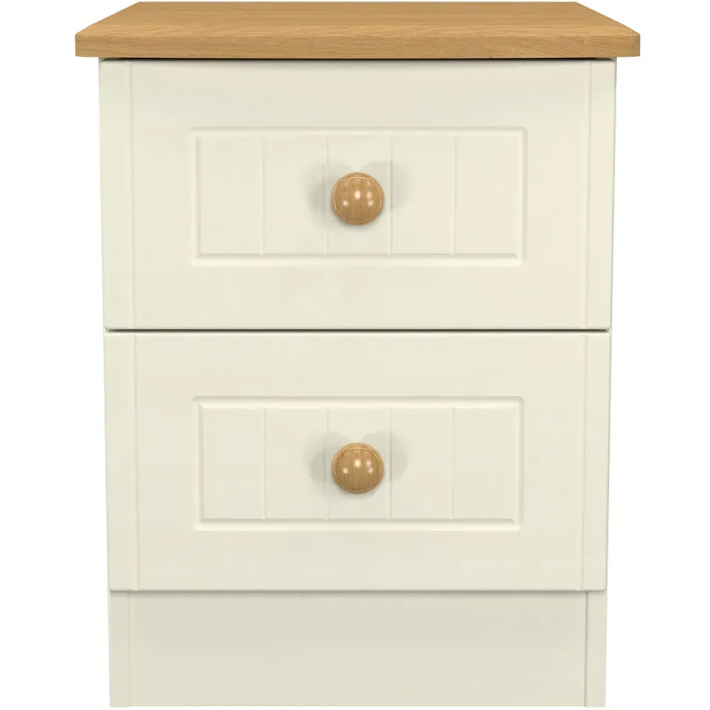 Warwick 2 Drawer Bedside Cabinet - Cream, Ash