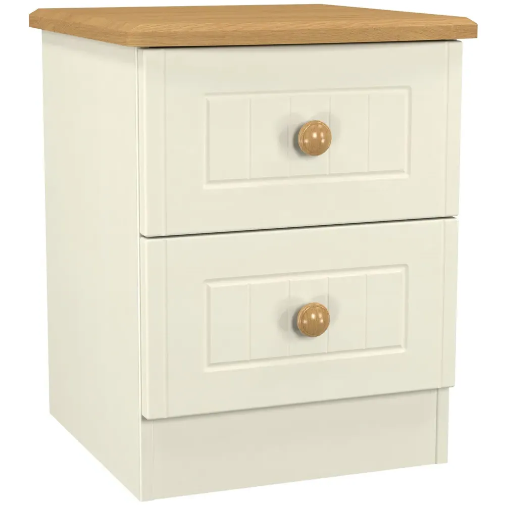 Warwick 2 Drawer Bedside Cabinet - Cream, Ash