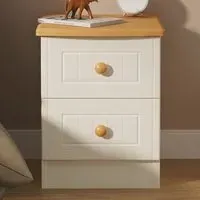 Warwick 2 Drawer Bedside Cabinet - Cream, Ash