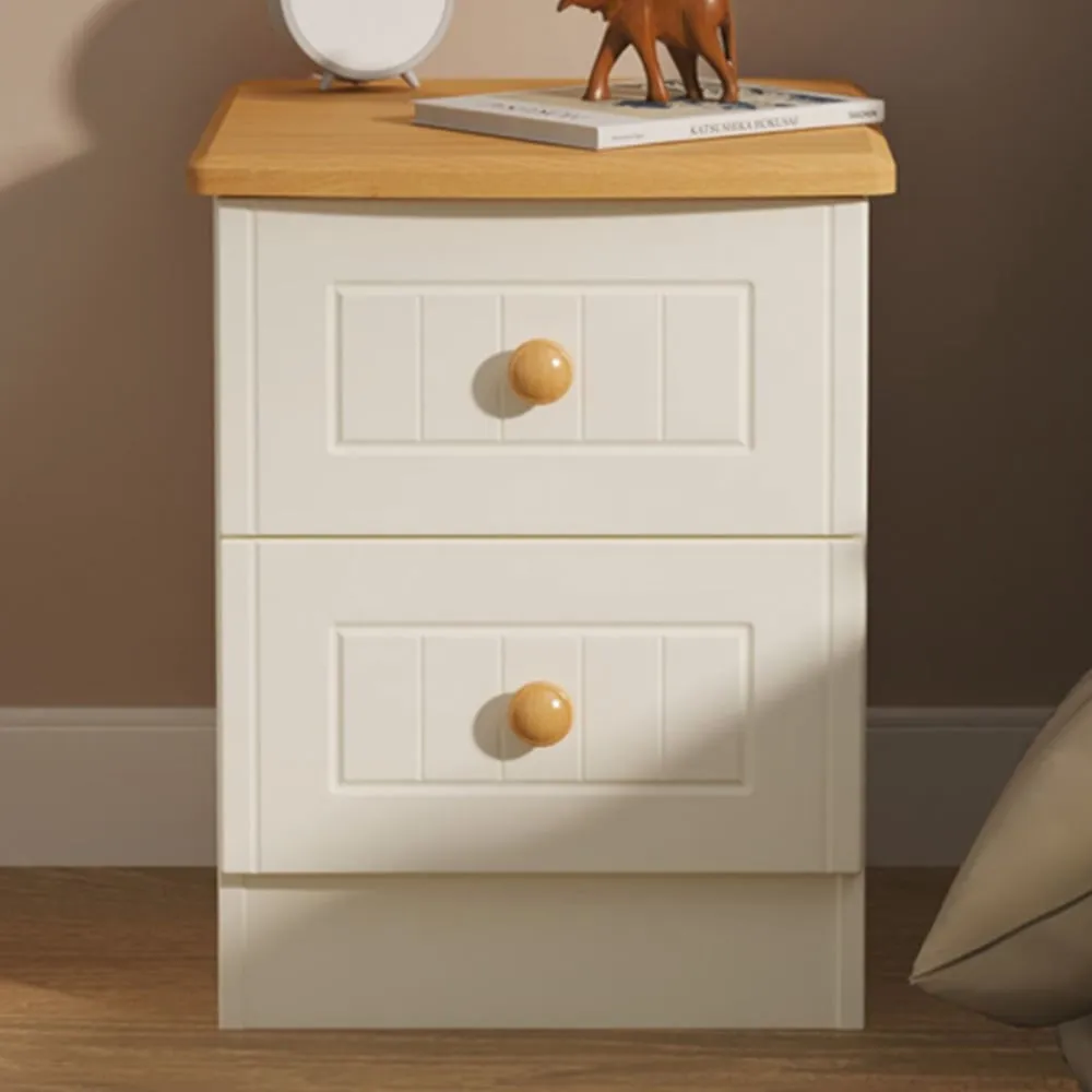 Warwick 2 Drawer Bedside Cabinet - Cream, Ash