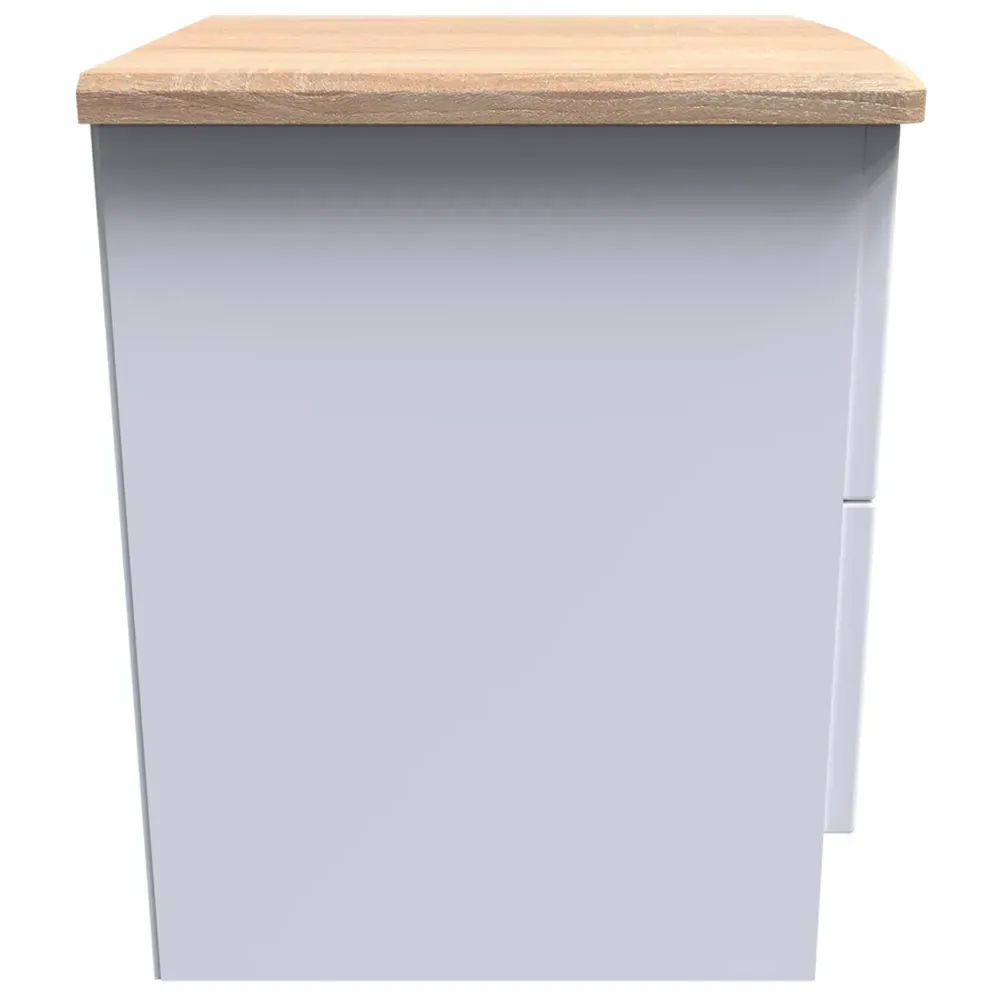 Warwick 2 Drawer Compact Bedside Cabinet - White, Ash